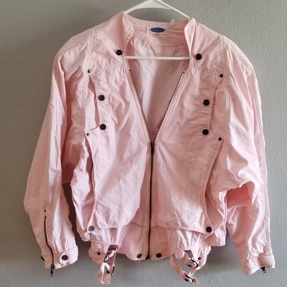 Vintage 80's Pink Moto Style Convertible Jacket - Picture 3 of 8